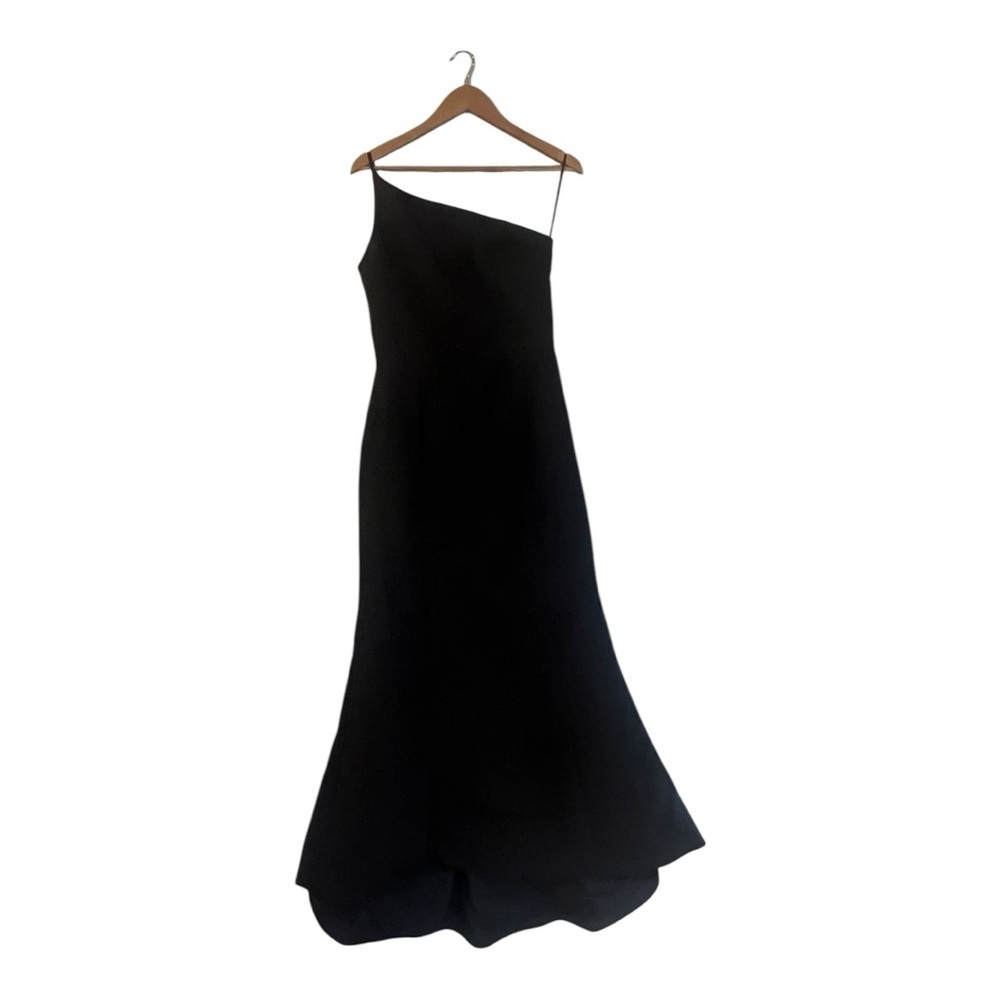 Amsale One Shoulder Black Dress